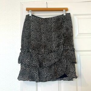 Vintage 2000s Nanette Lepore Leopard Print Ruffled Skirt